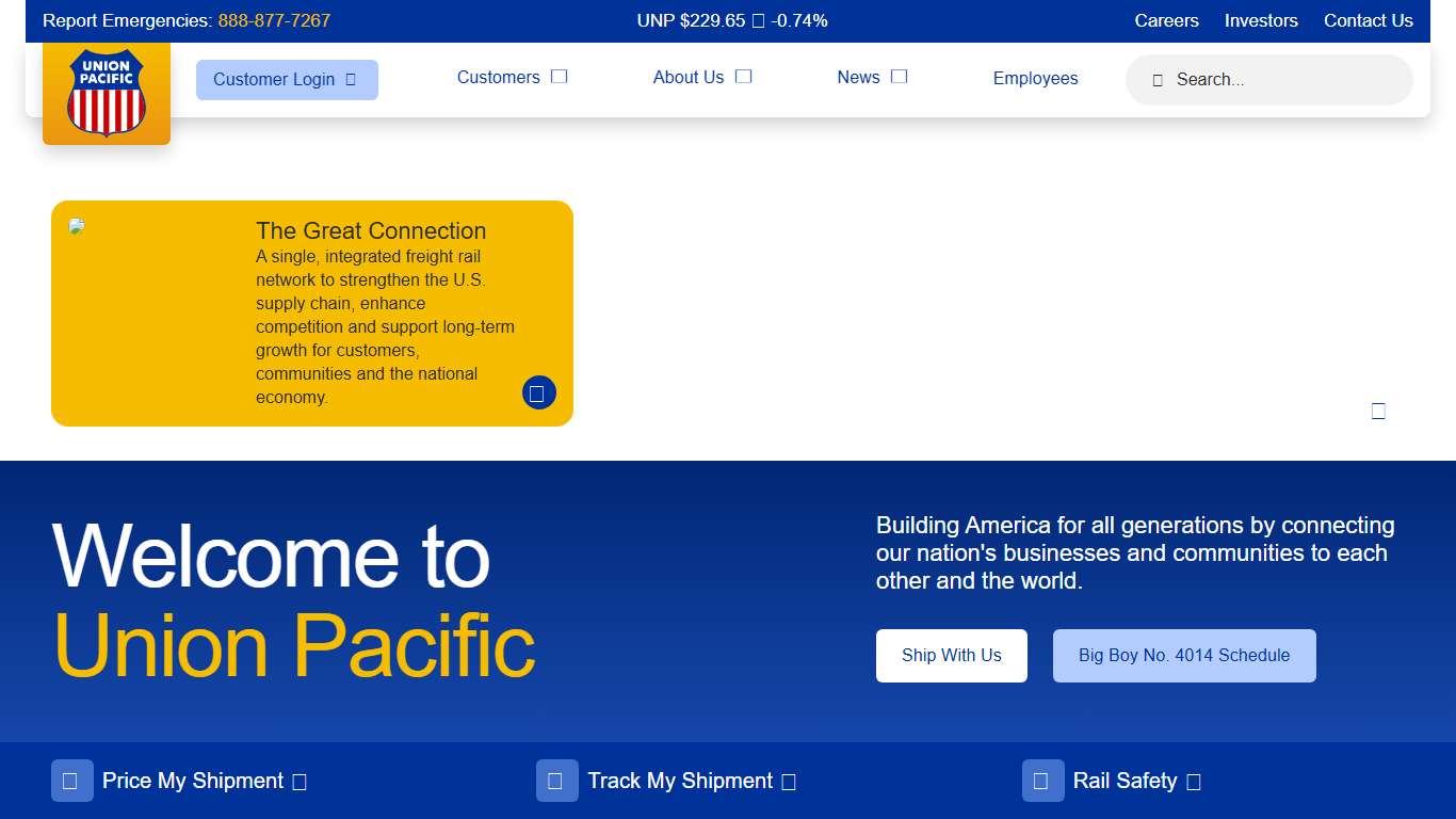 Union Pacific Railroad Ship Freight Across North America Union Pacific